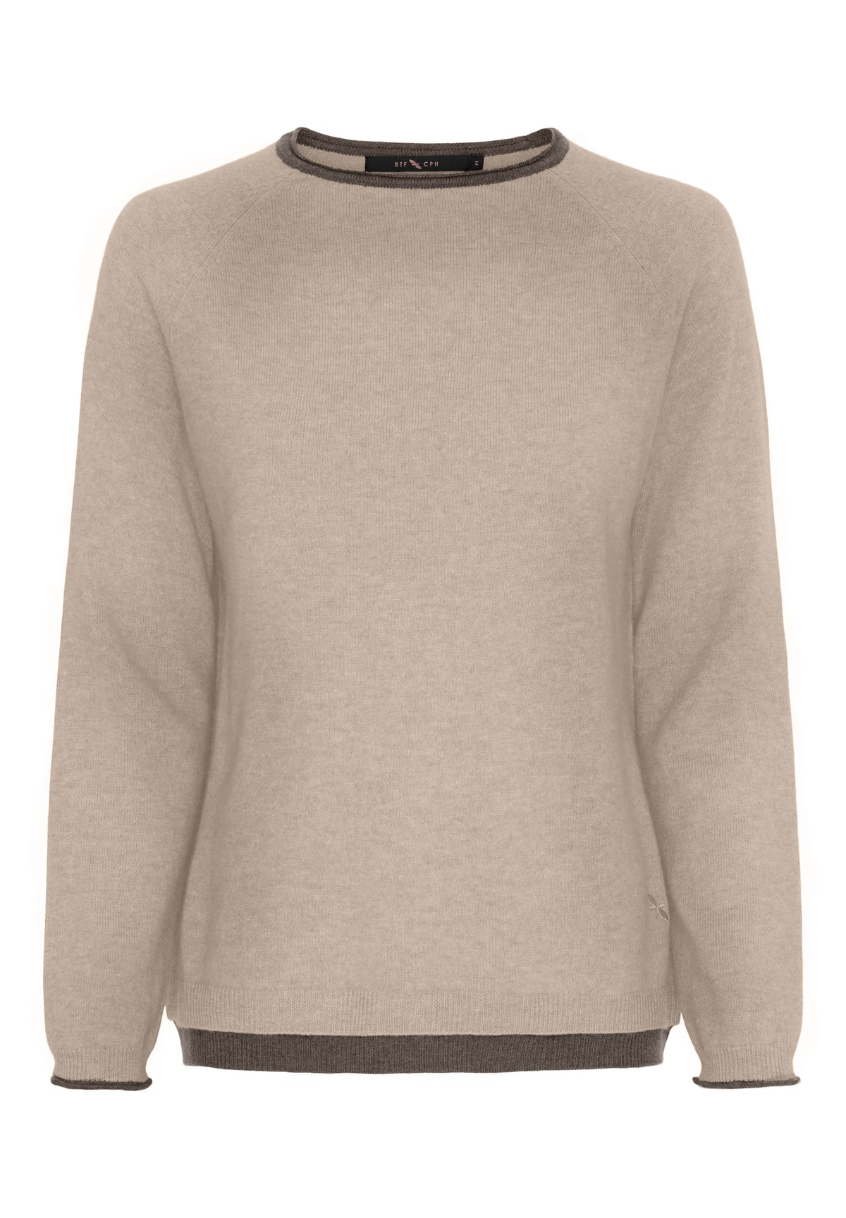 BTFCPH BTFASTRID Cashmere Pullover Pullovers Cream Melange w. Dark Brown Melange Contrast