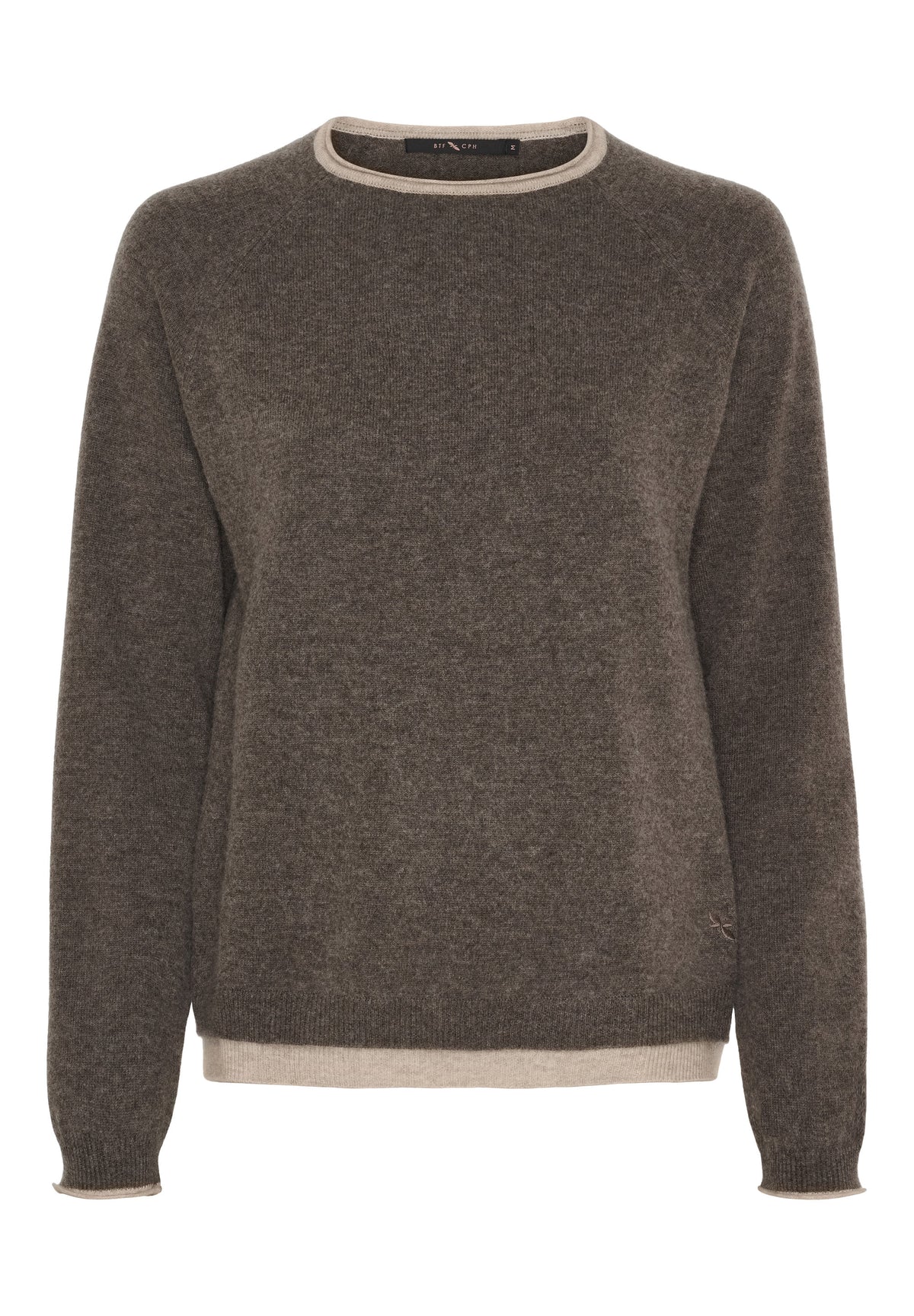 BTFCPH BTFASTRID Cashmere Pullover Pullovers Dark Brown Melange w. Cream Melange Contrast
