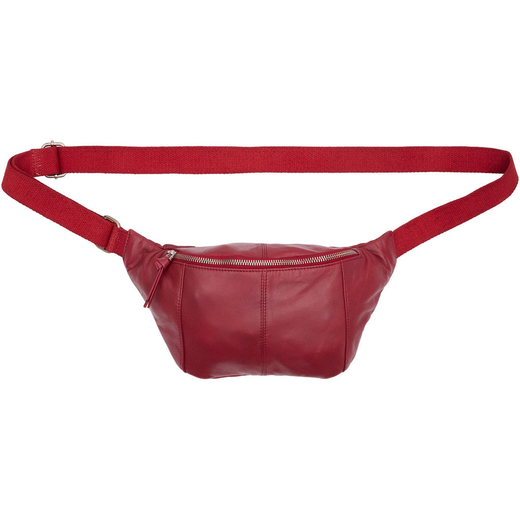 Orchid Bæltetaske i læder med canvas rem Tasker Syrah Red w. silver