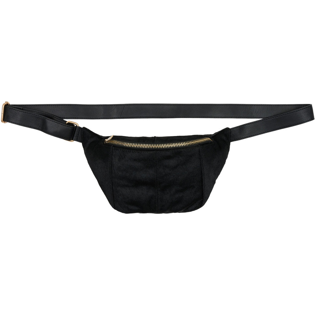 Orchid Bæltetaske med ko-print Tasker Solid Black w. Light Gold acc.