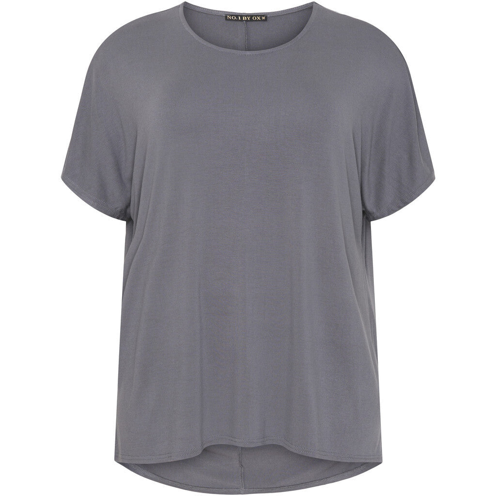 NO. 1 BY OX Basic T-shirt i viskose T-shirts Grå