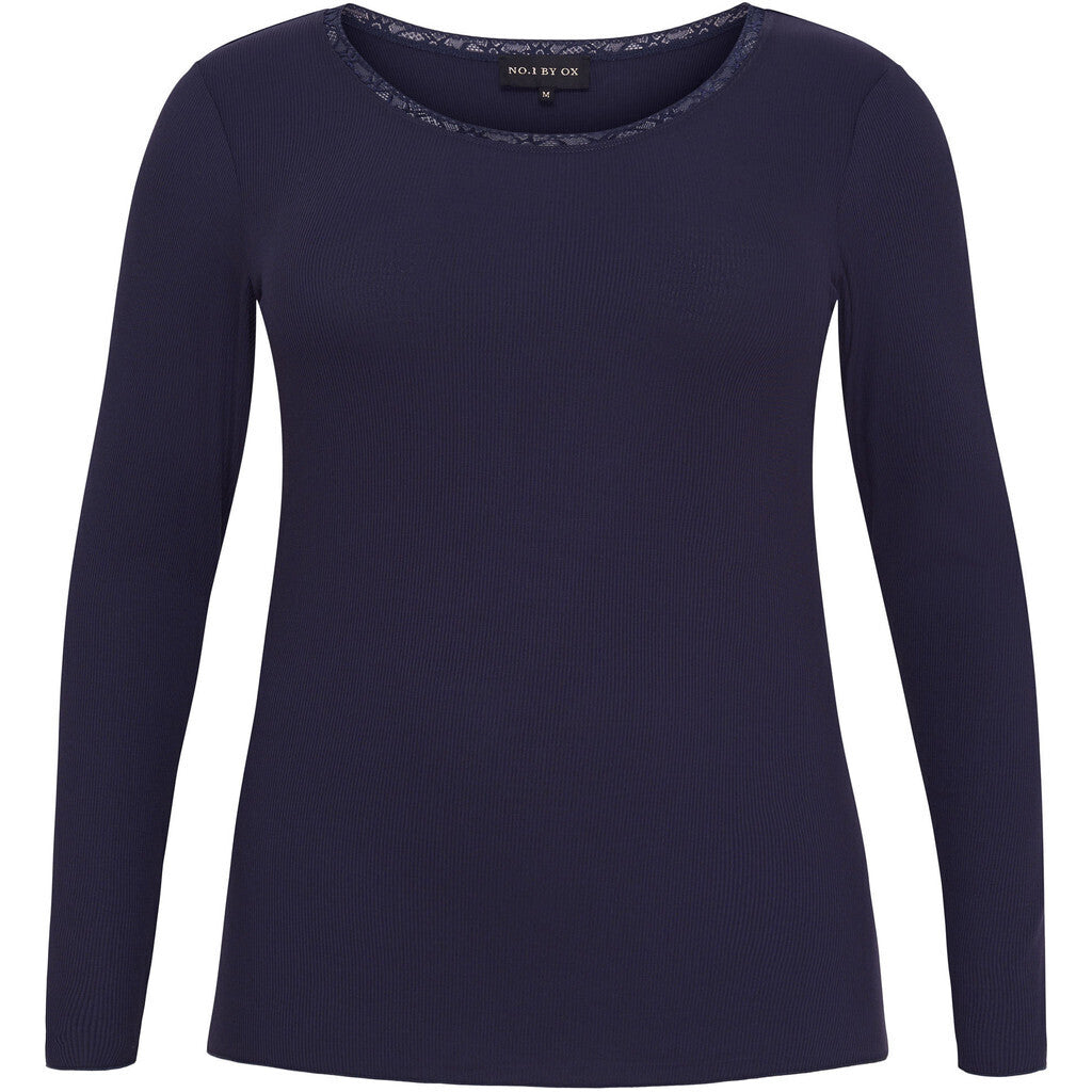 NO. 1 BY OX Basic langærmet T-shirt T-shirts Blå