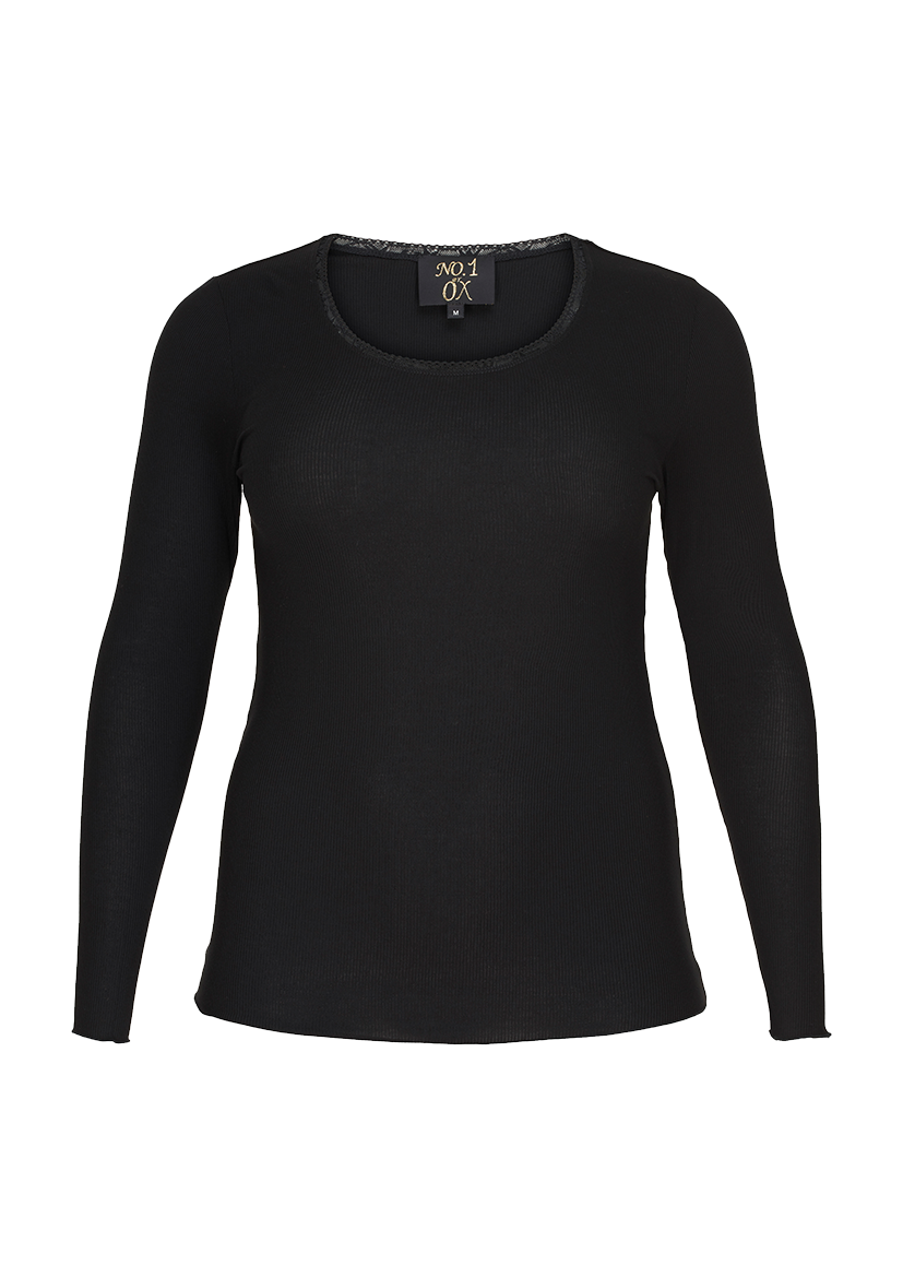 NO. 1 BY OX Basic langærmet T-shirt T-shirts Sort