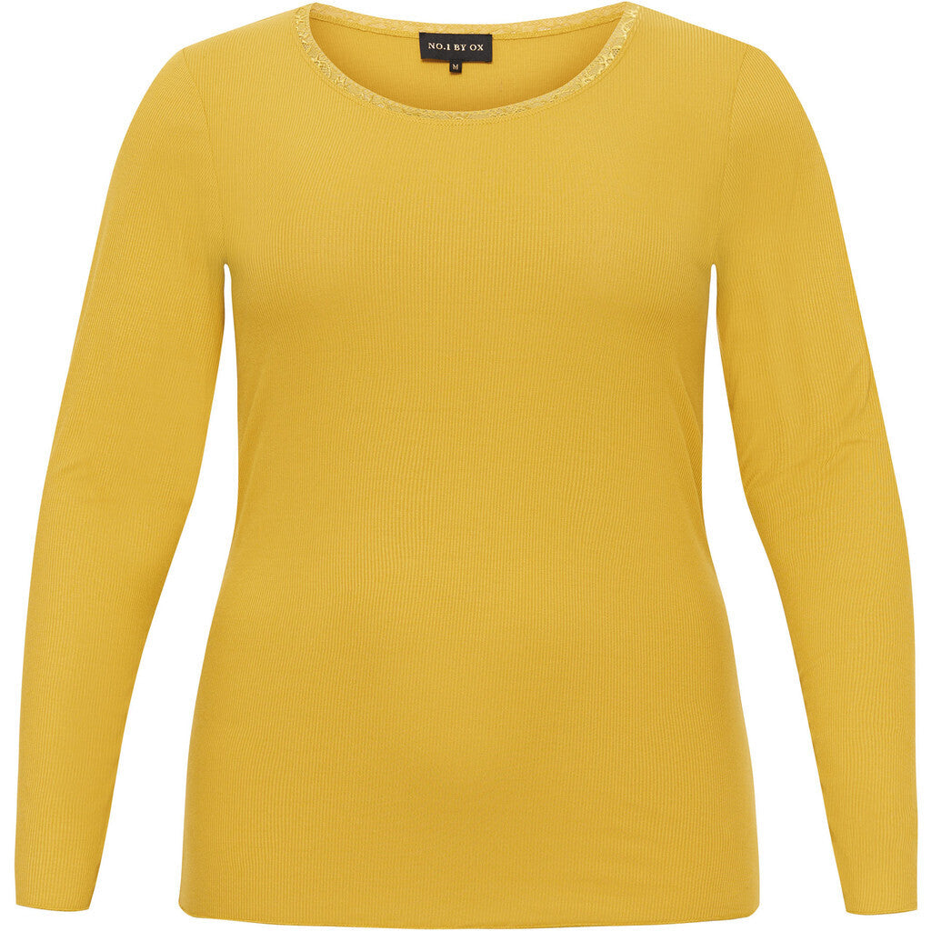 NO. 1 BY OX Basic langærmet T-shirt T-shirts Sun Yellow