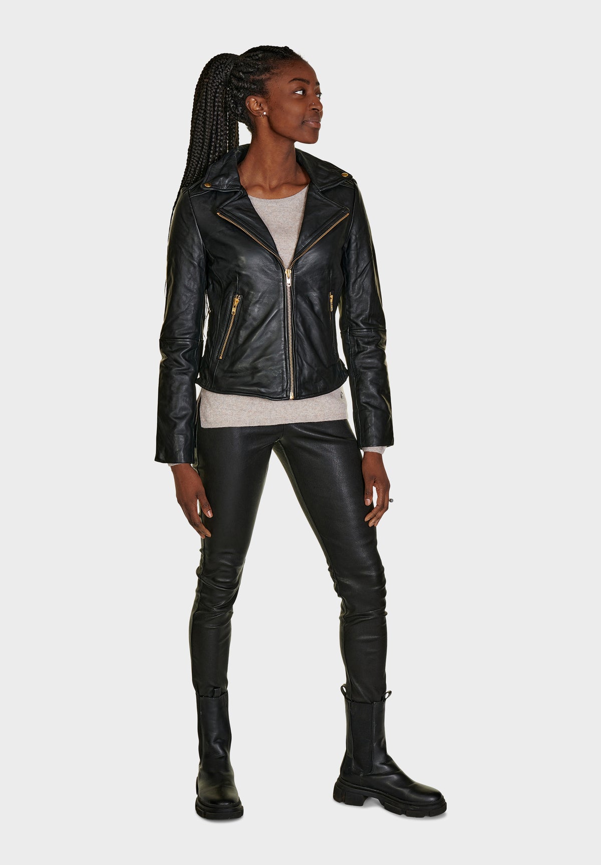 BTFCPH Bikerjakke i læder Jakker Sort