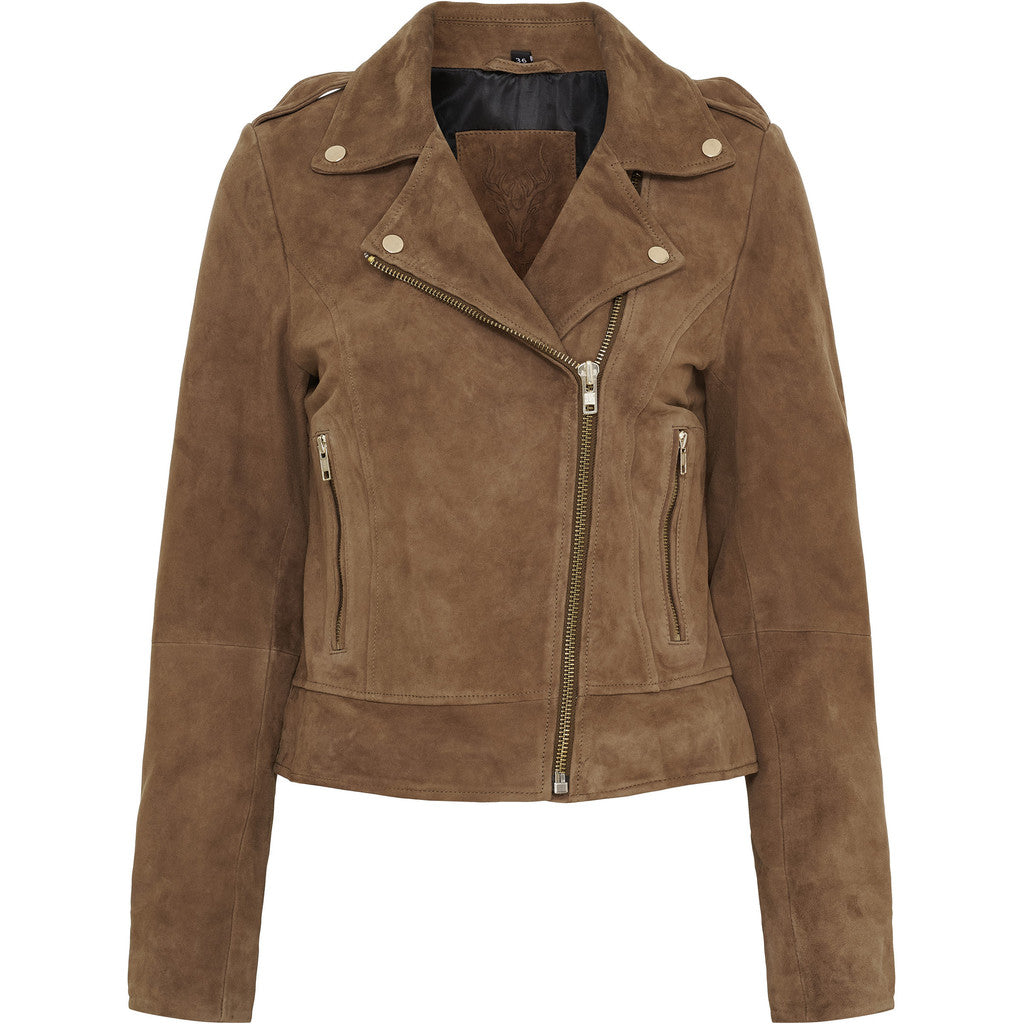 NOTYZ Bikerjakke i ruskind Jakker Hazelnut w. Light Gold acc.