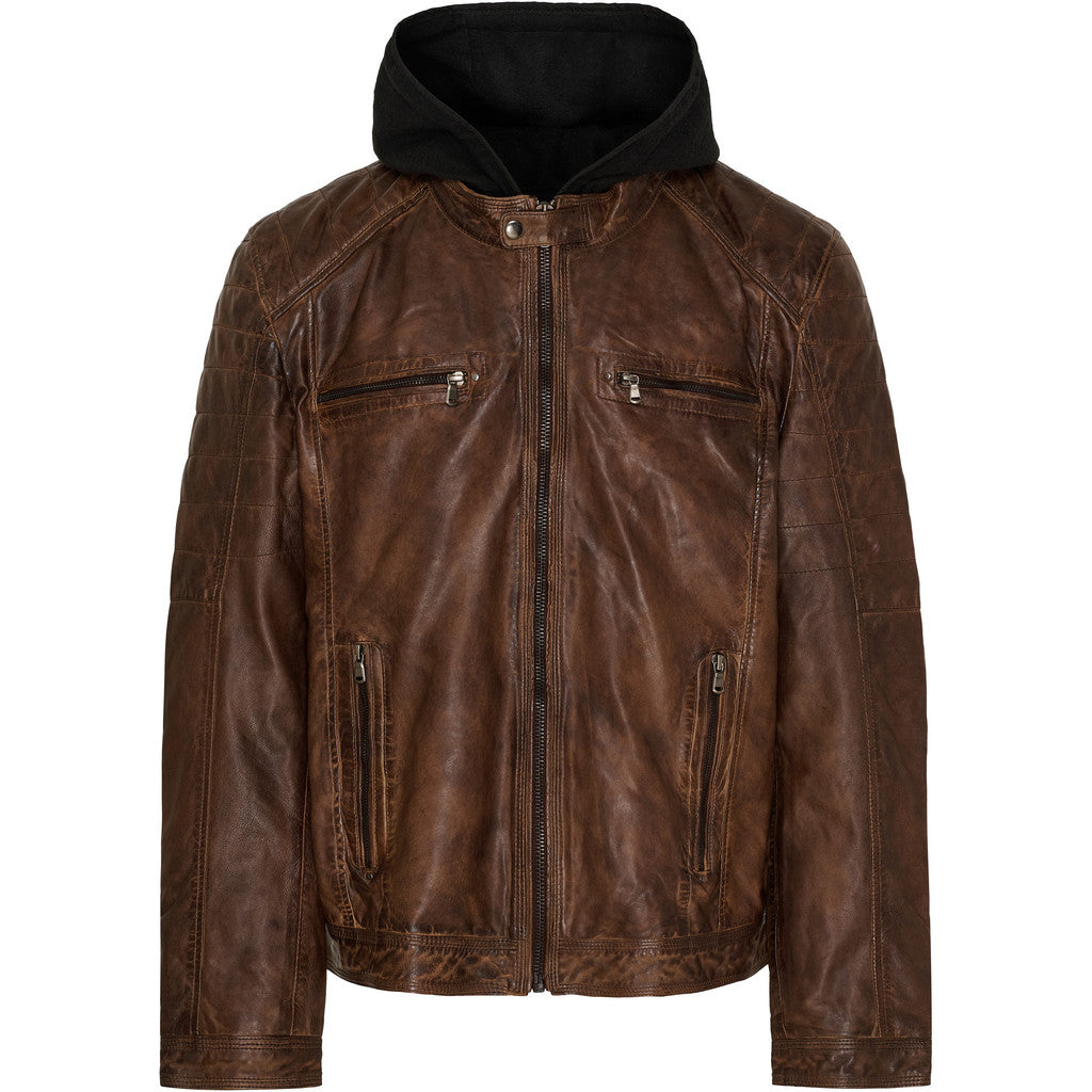 NOTYZ HIM Bikerjakke med sweatshirt (Str. 46-60) Jakker Copper Brown w. Gunmetal acc.