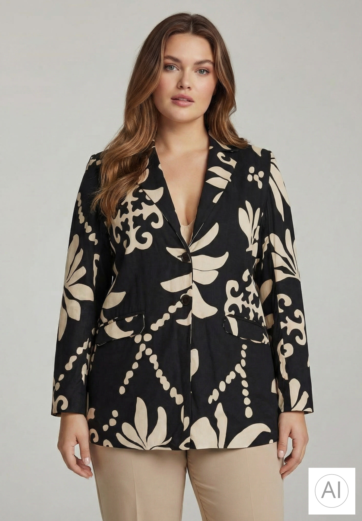 NO. 1 BY OX Blazer Blazers Black/White leaf print