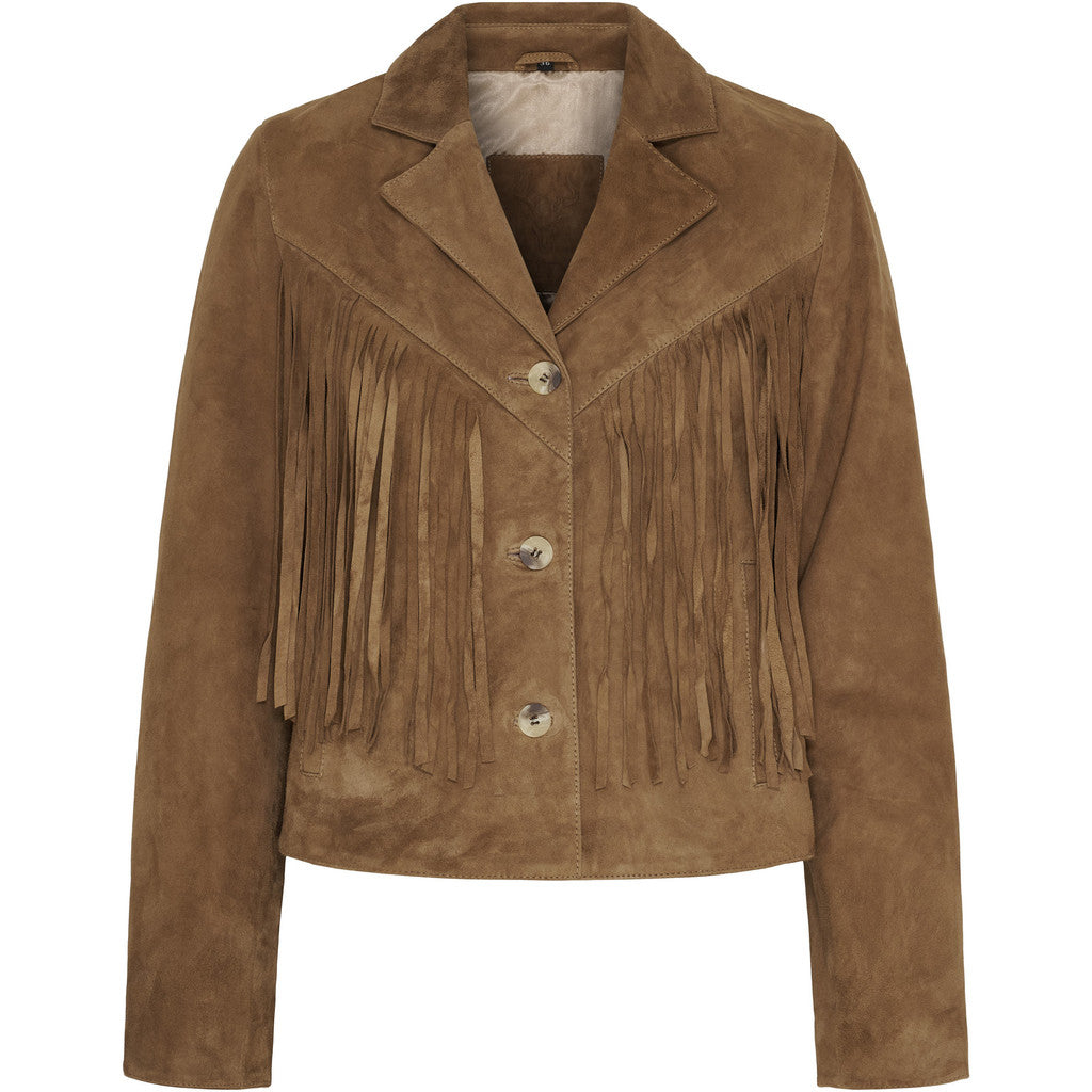 NOTYZ Blazer i ruskind med frynser Blazers Brun