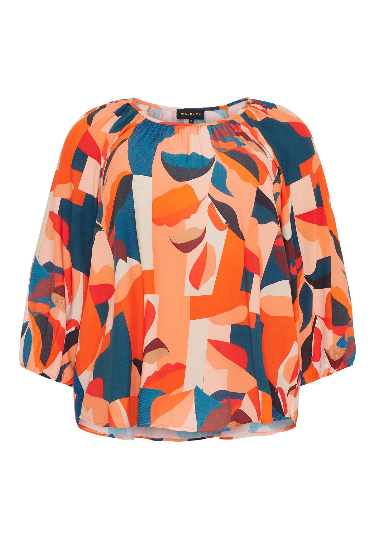 NO. 1 BY OX Bluse i et farverigt mønster Bluser Graphic orange and blue pattern