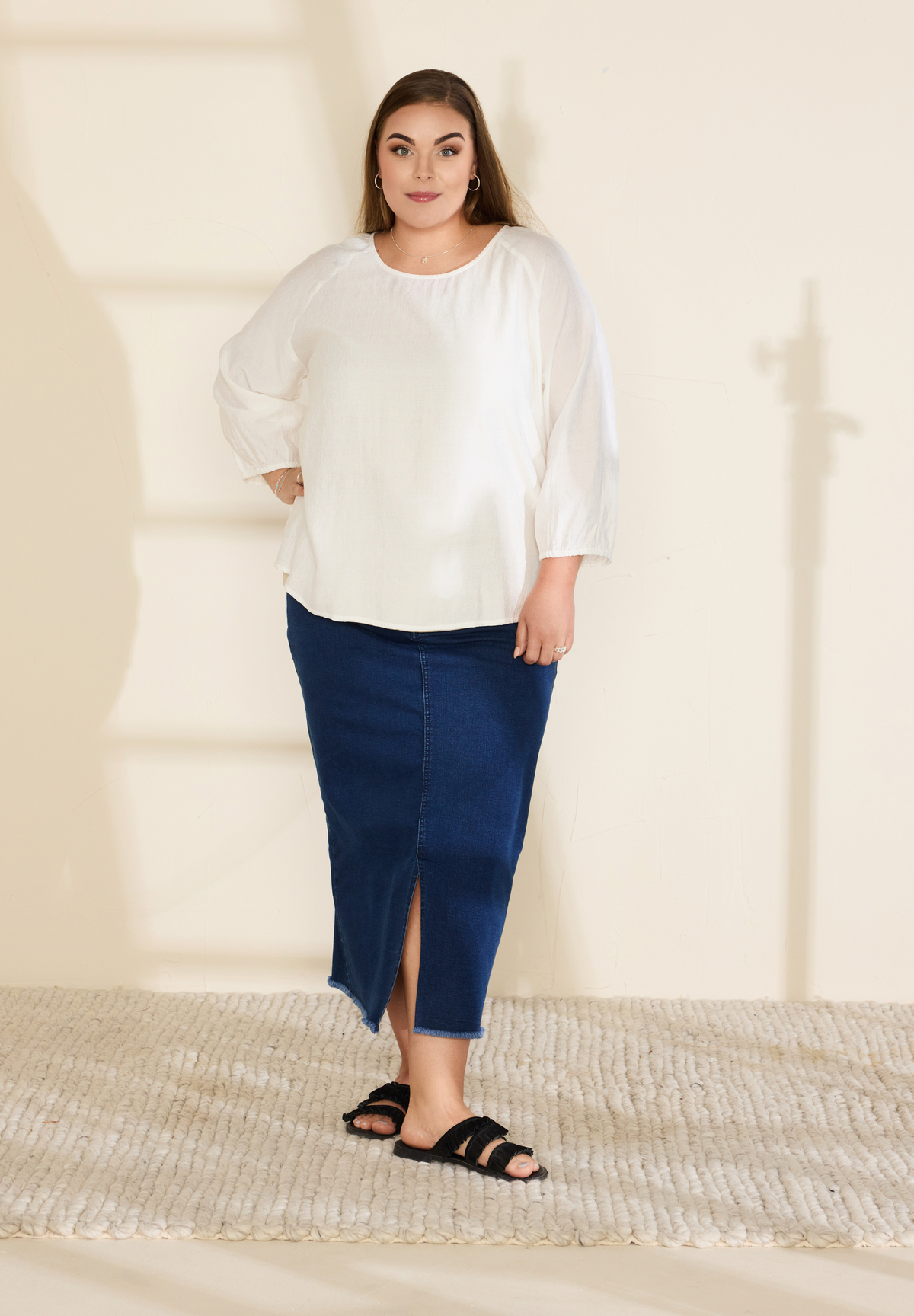 NO. 1 BY OX Bluse med 3/4 ærmer Bluser Hvid