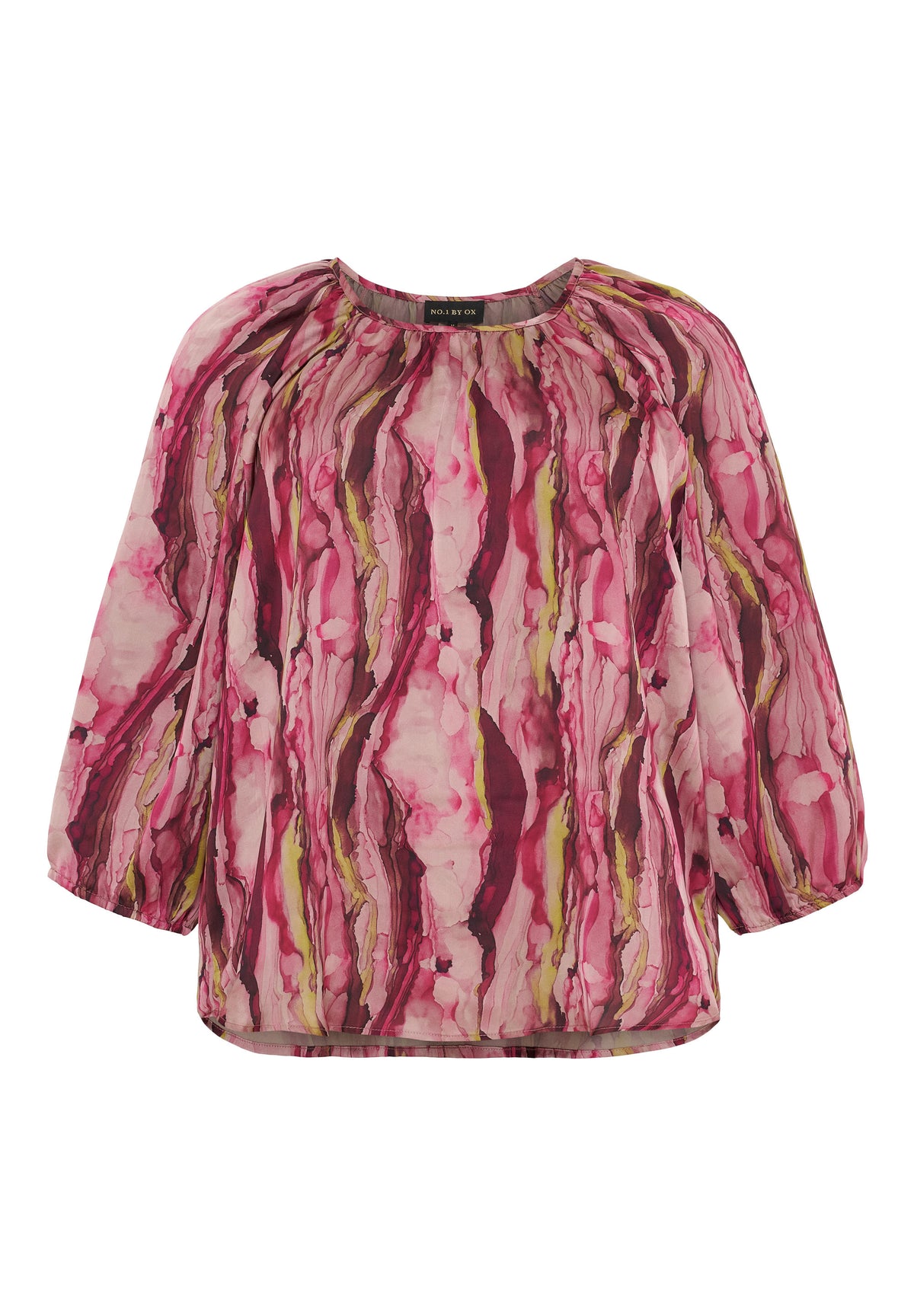 NO. 1 BY OX Bluse med 3/4 ærmer Bluser Pink watercolour print