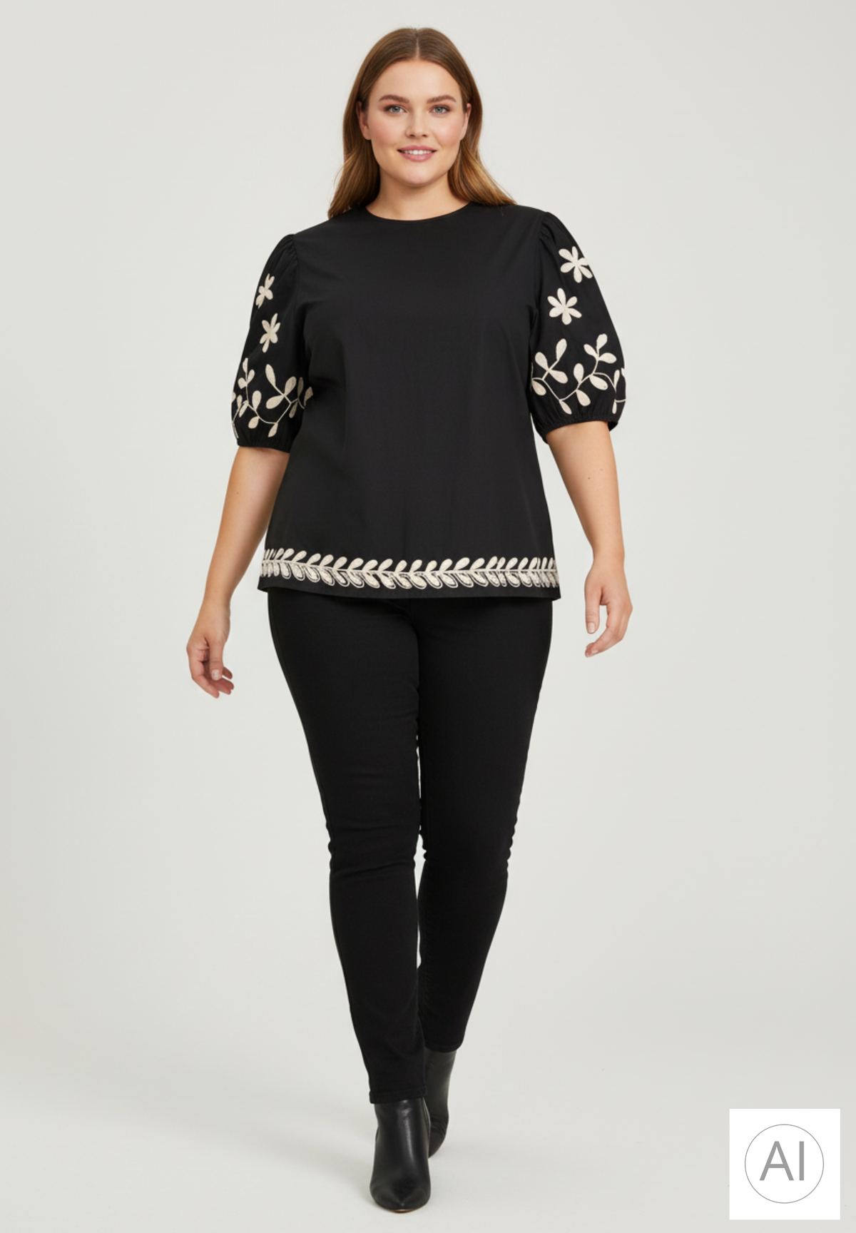 NO. 1 BY OX Bluse med broderi detaljer Bluser Sort