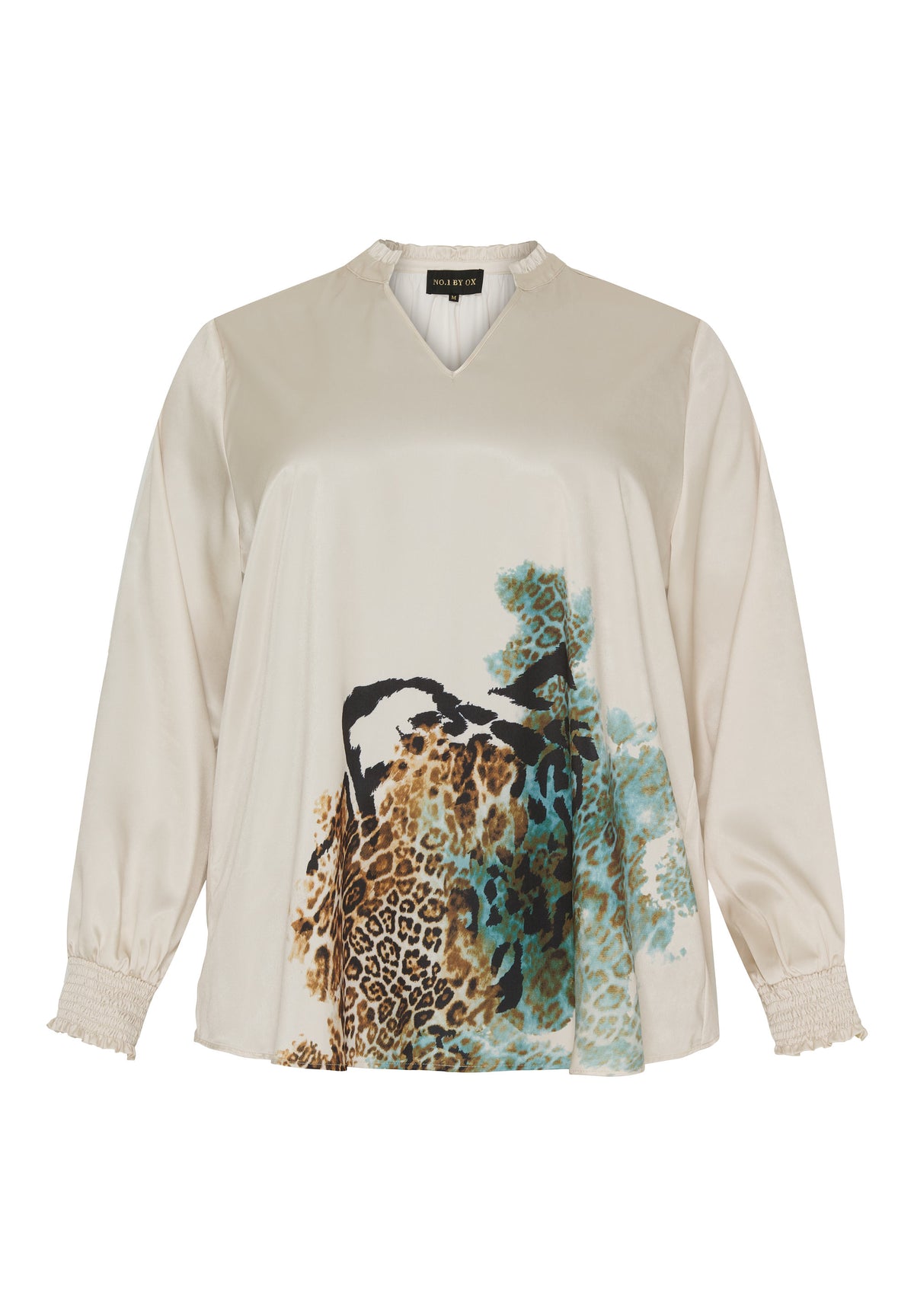 NO. 1 BY OX Bluse med et unikt leoprint Bluser Cream White w Leo print
