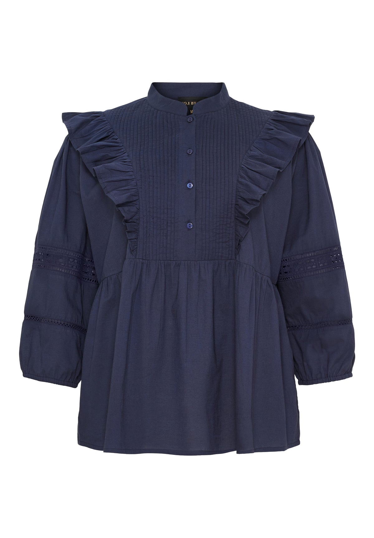 NO. 1 BY OX Bluse med flæsedetaljer Skjorter Blå