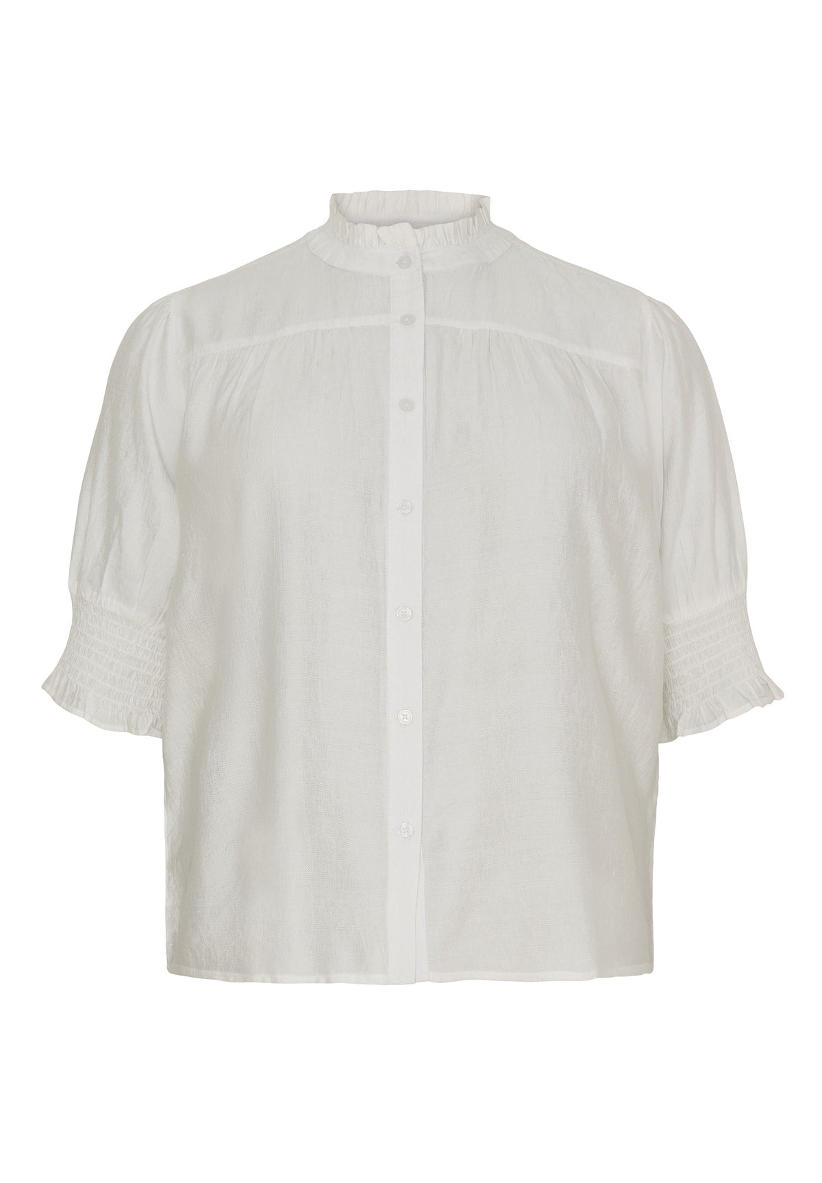 NO. 1 BY OX Bluse med flæsekant i halsudskæringen Bluser Hvid