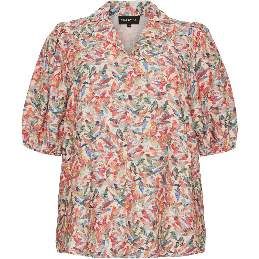 NO. 1 BY OX Bluse med fugleprint Skjorter Cream w coloured birds