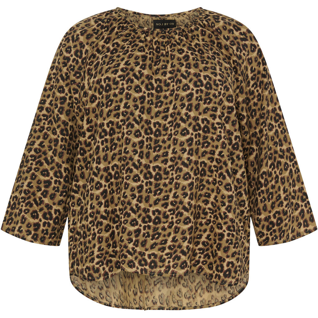 NO. 1 BY OX Bluse med leopardprint Bluser Brun