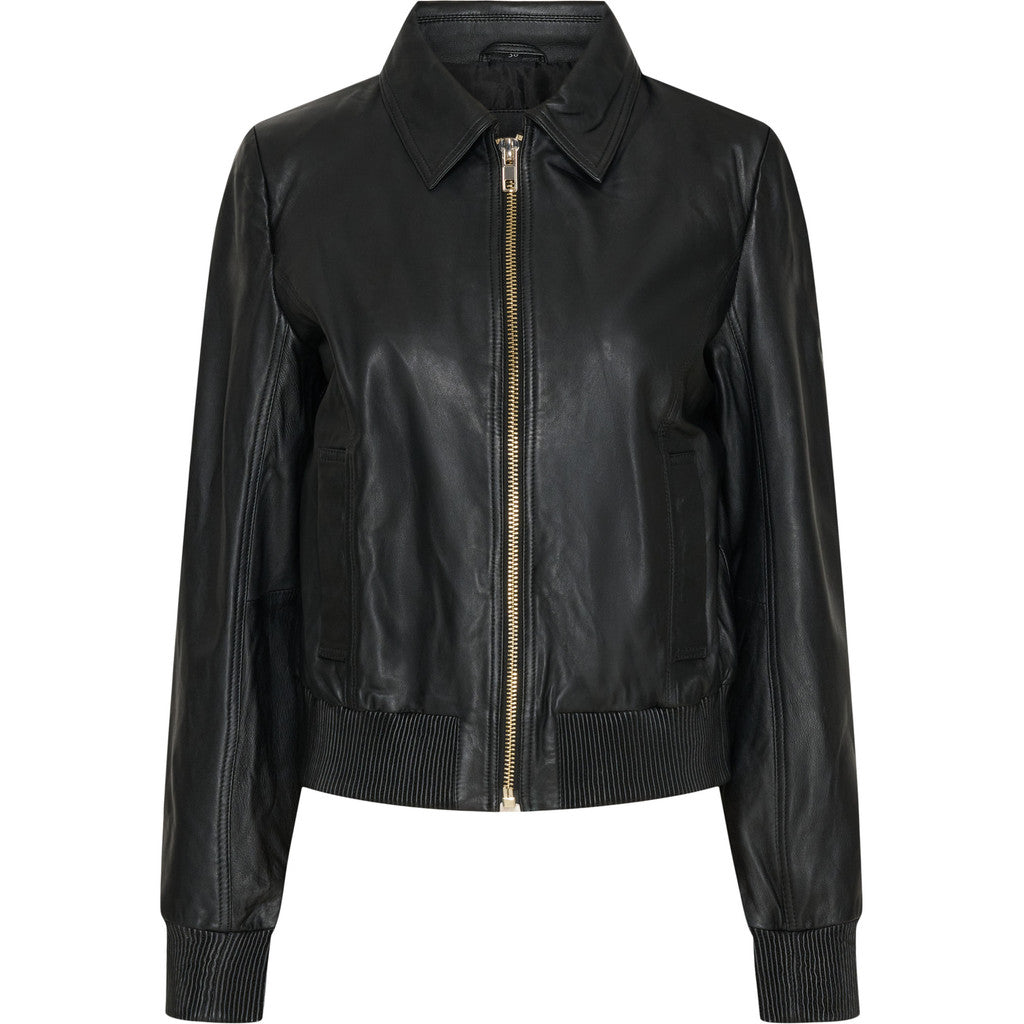 NOTYZ Bomberjakke i læder Jakker Sort