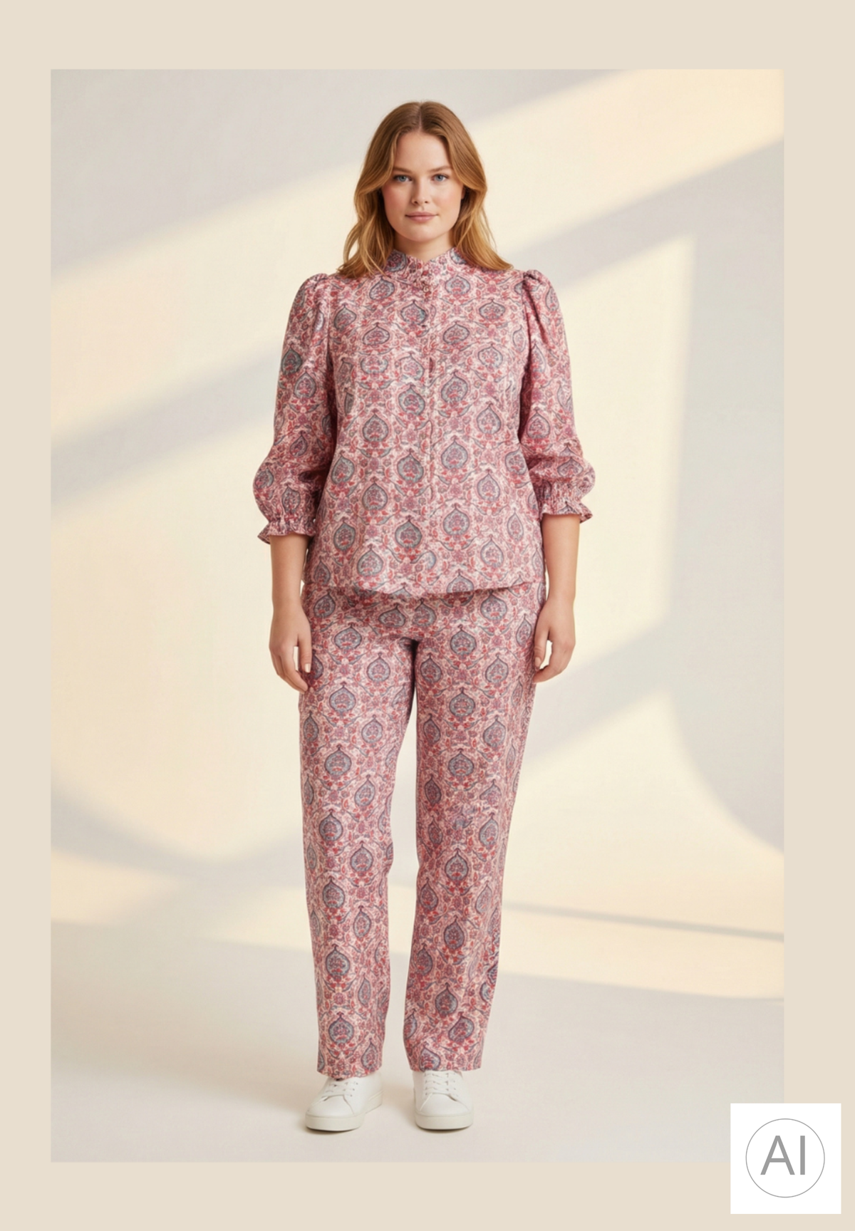 NO. 1 BY OX Bukser med vidde Bukser Pink paisley print
