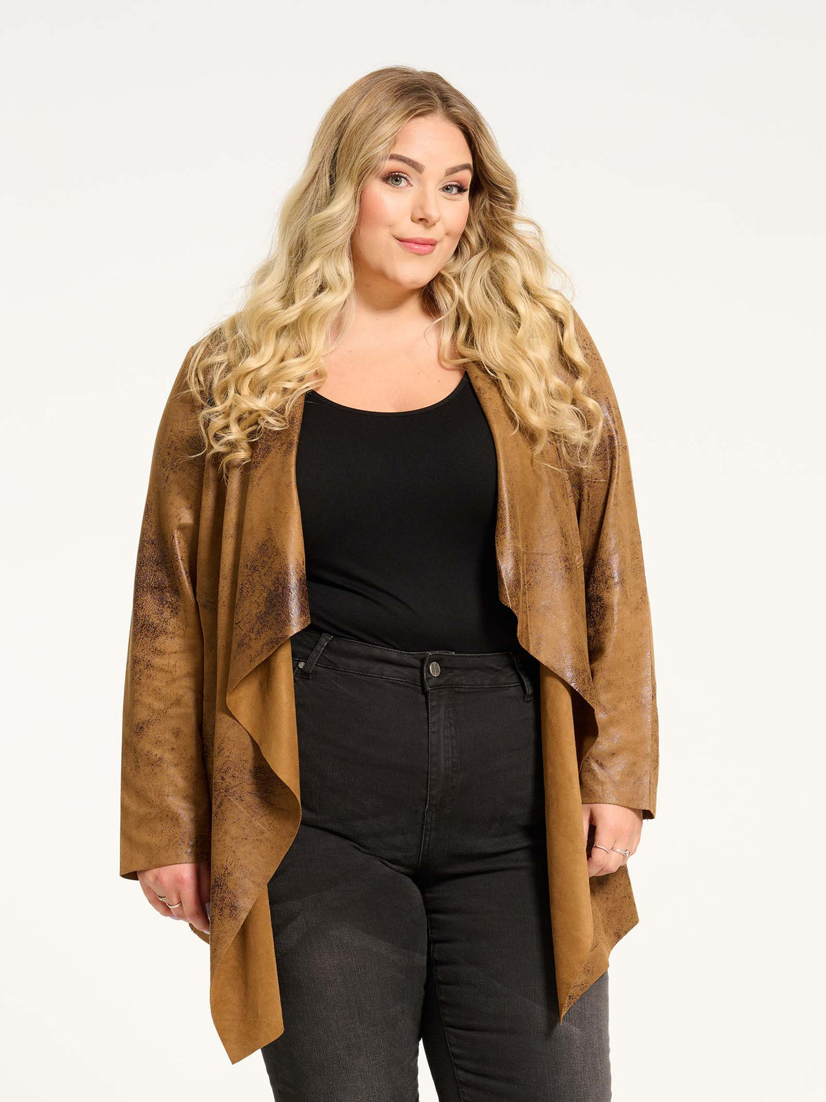 NO. 1 BY OX Cardigan i imiteret ruskind Cardigans Brun