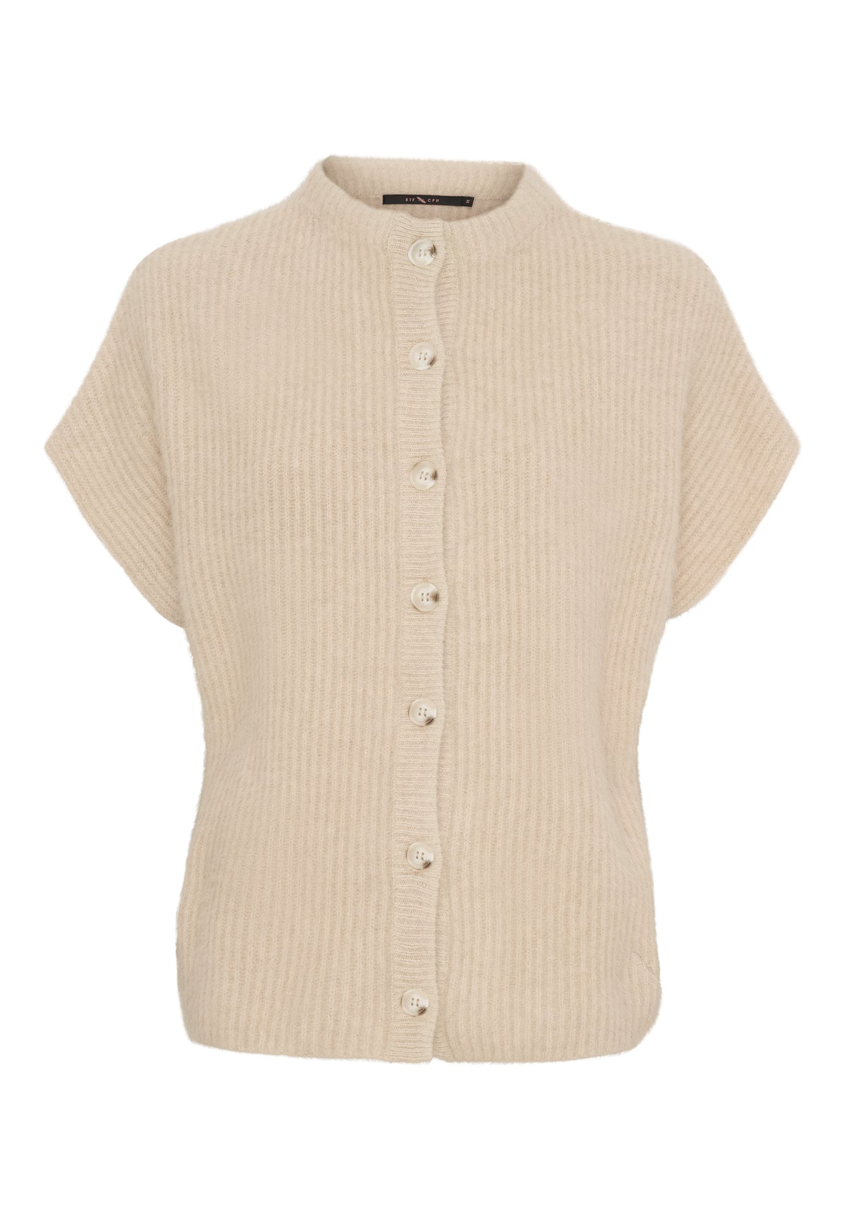 BTFCPH Cashmere cardigan med korte ærmer i vaskebjørnsgarn Veste Sand Beige