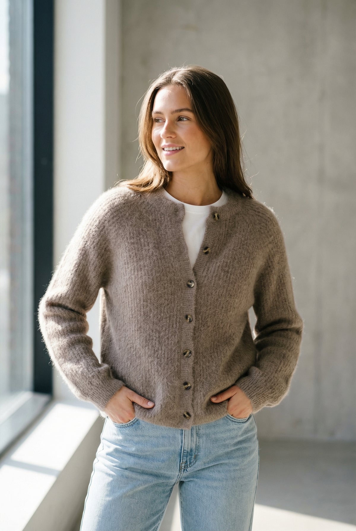 BTFCPH Cashmere cardigan med vaskebjørns-garn Cardigans Brun