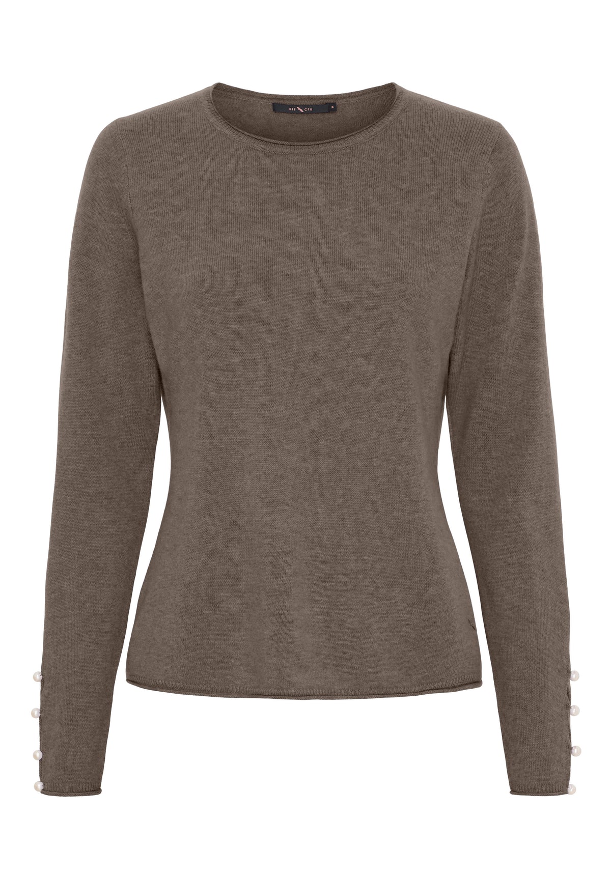 BTFCPH Cashmere pullover med perledetaljer Pullovers Ash Brown Melange