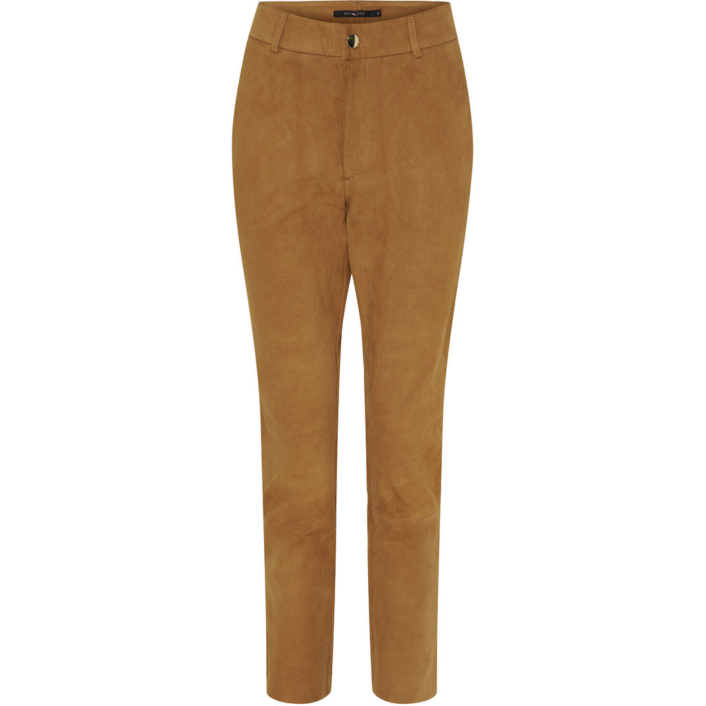 BTFCPH Ankelbukser i ruskind Leggings Cognac w. Light Gold acc.