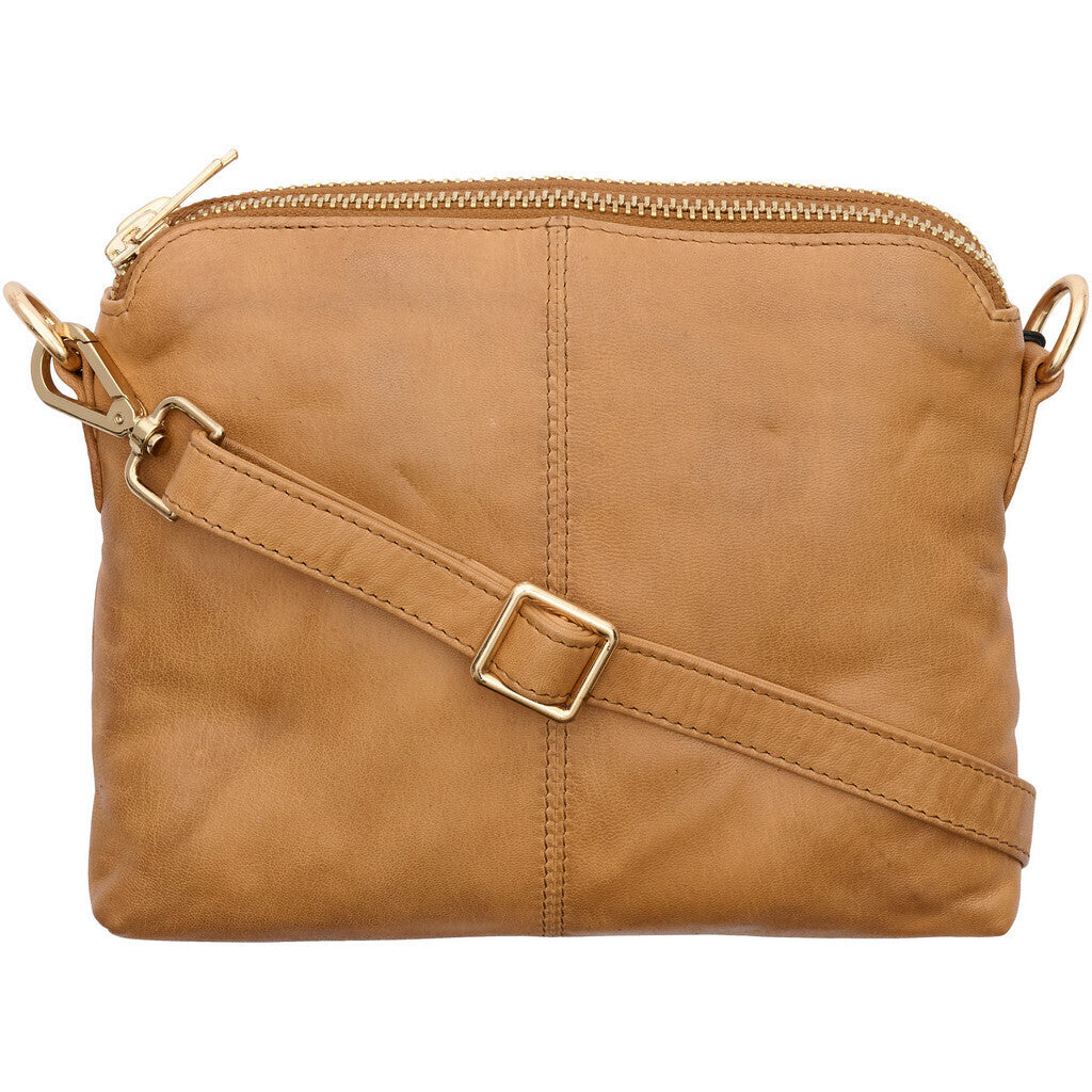 BTFCPH Crossbody clutch i skind Tasker Caramel w. Light Gold acc.