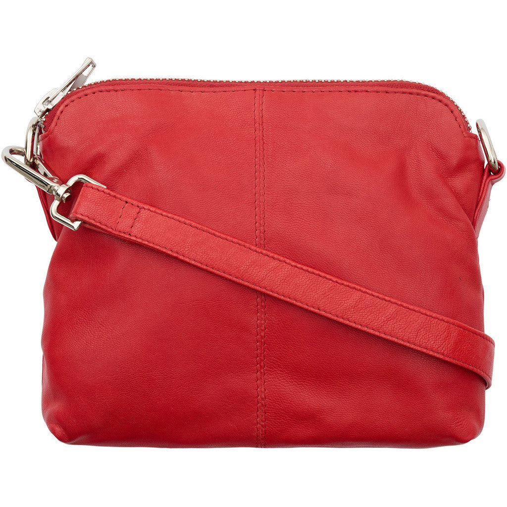 Orchid Crossbody clutch i skind Tasker Light Red w. Shiny Silver acc.