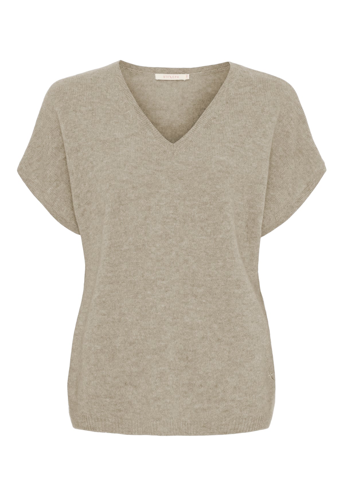 BTFCPH Eksklusiv pullover i 100% cashmere med korte ærmer Pullovers Beige Melange