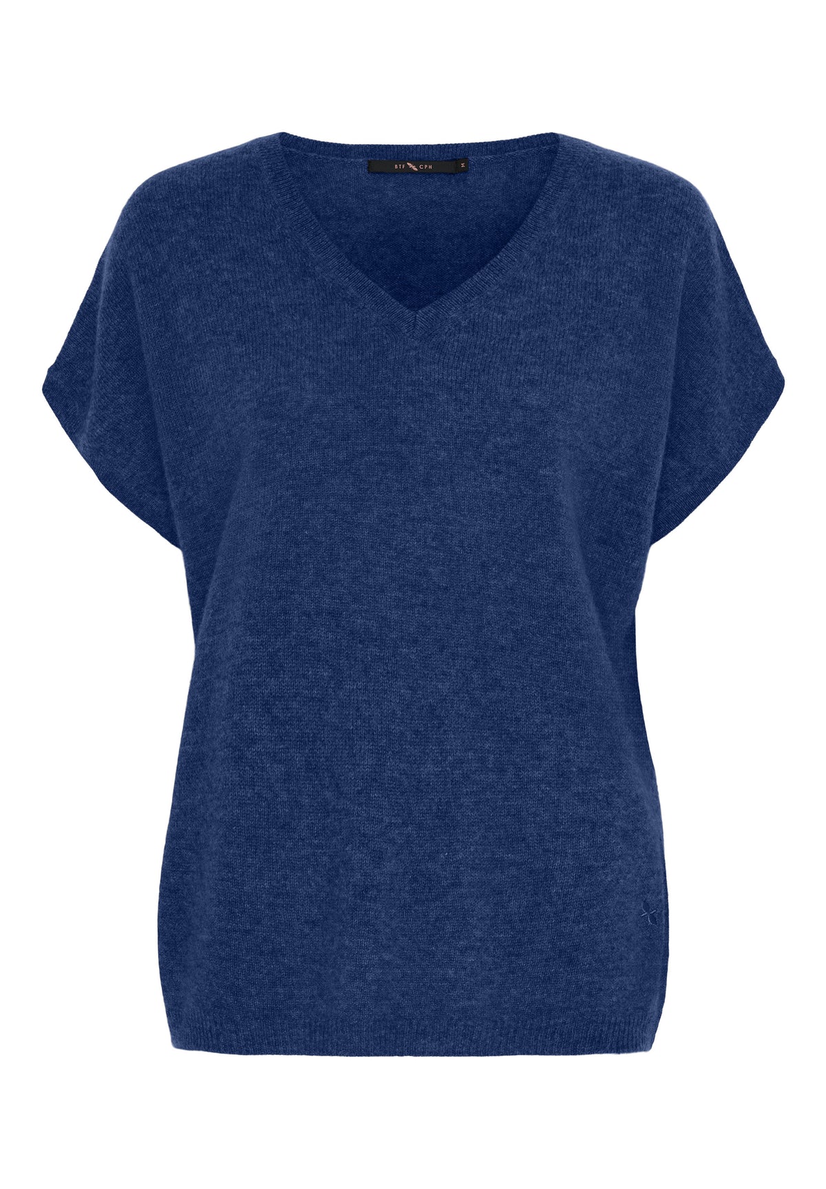 BTFCPH Eksklusiv pullover i 100% cashmere med korte ærmer Pullovers Dark Blue Melange