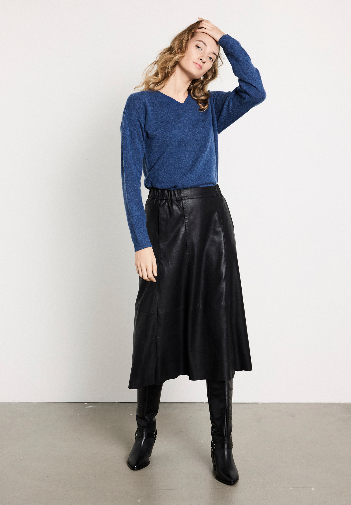 BTFCPH Eksklusiv pullover med V-udskæring i 100% cashmere Pullovers Dark Blue Melange