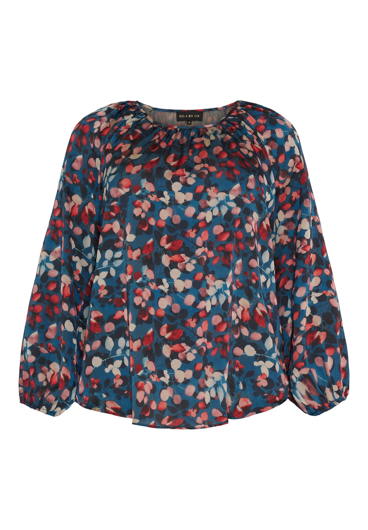 NO. 1 BY OX Elegant bluse Bluser Cobolt Blue w Marmelade Rose flowers