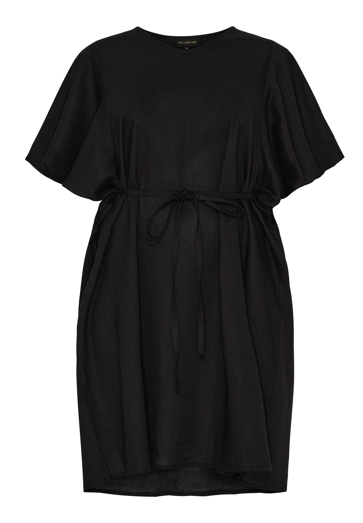 NO. 1 BY OX Elegant bomuldskjole med bindebånd Kjoler Sort