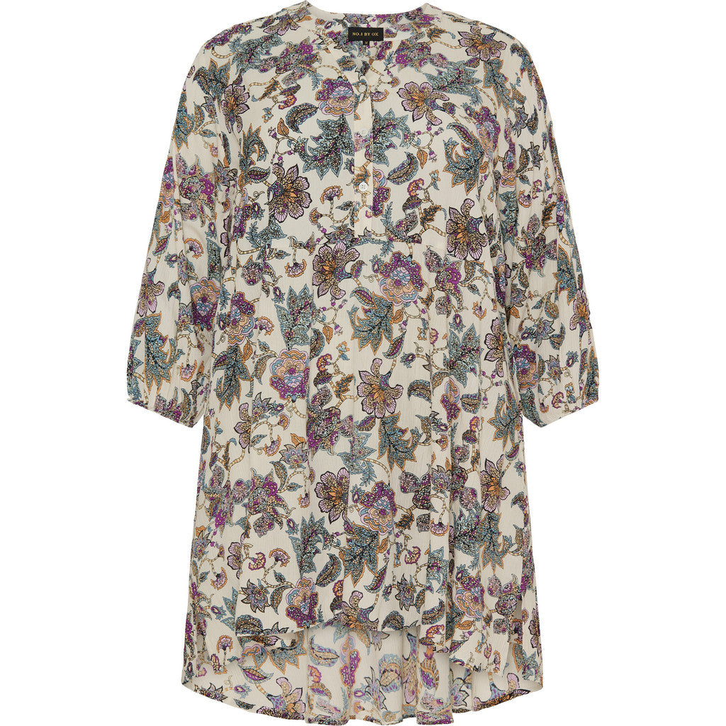 NO. 1 BY OX Elegant kjole Kjoler Cream White w multi coloured graphic print