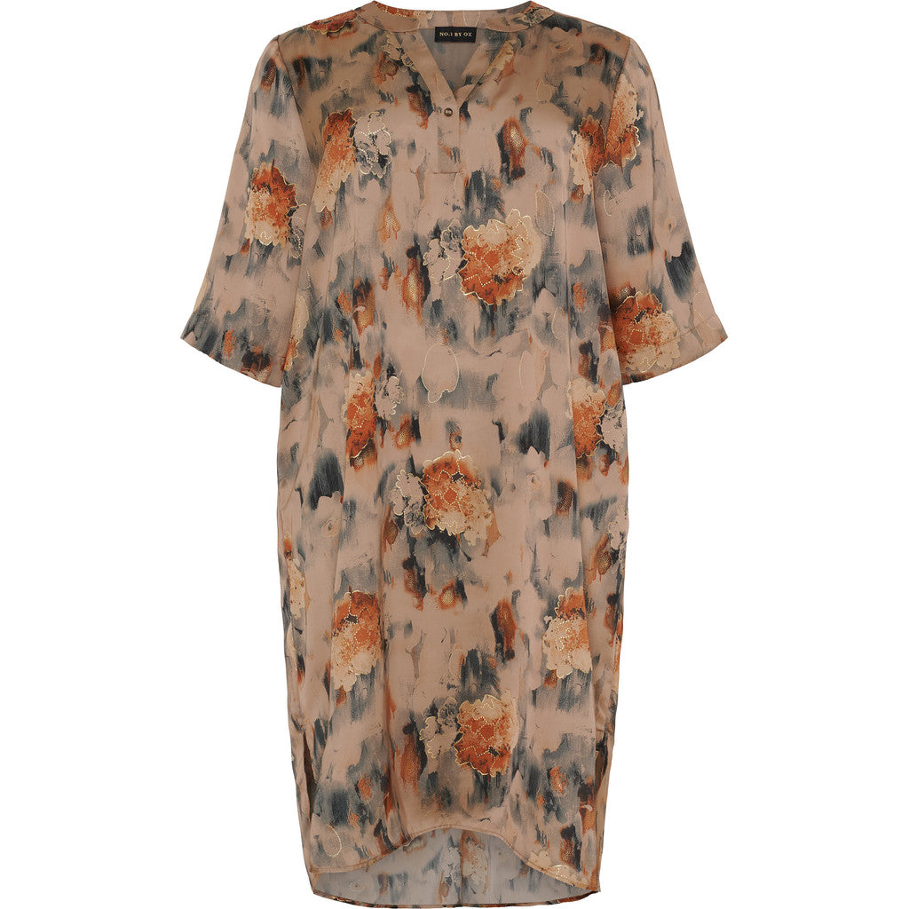 NO. 1 BY OX Elegant kjole Kjoler Warm sand w Apricot flowers and gold foil