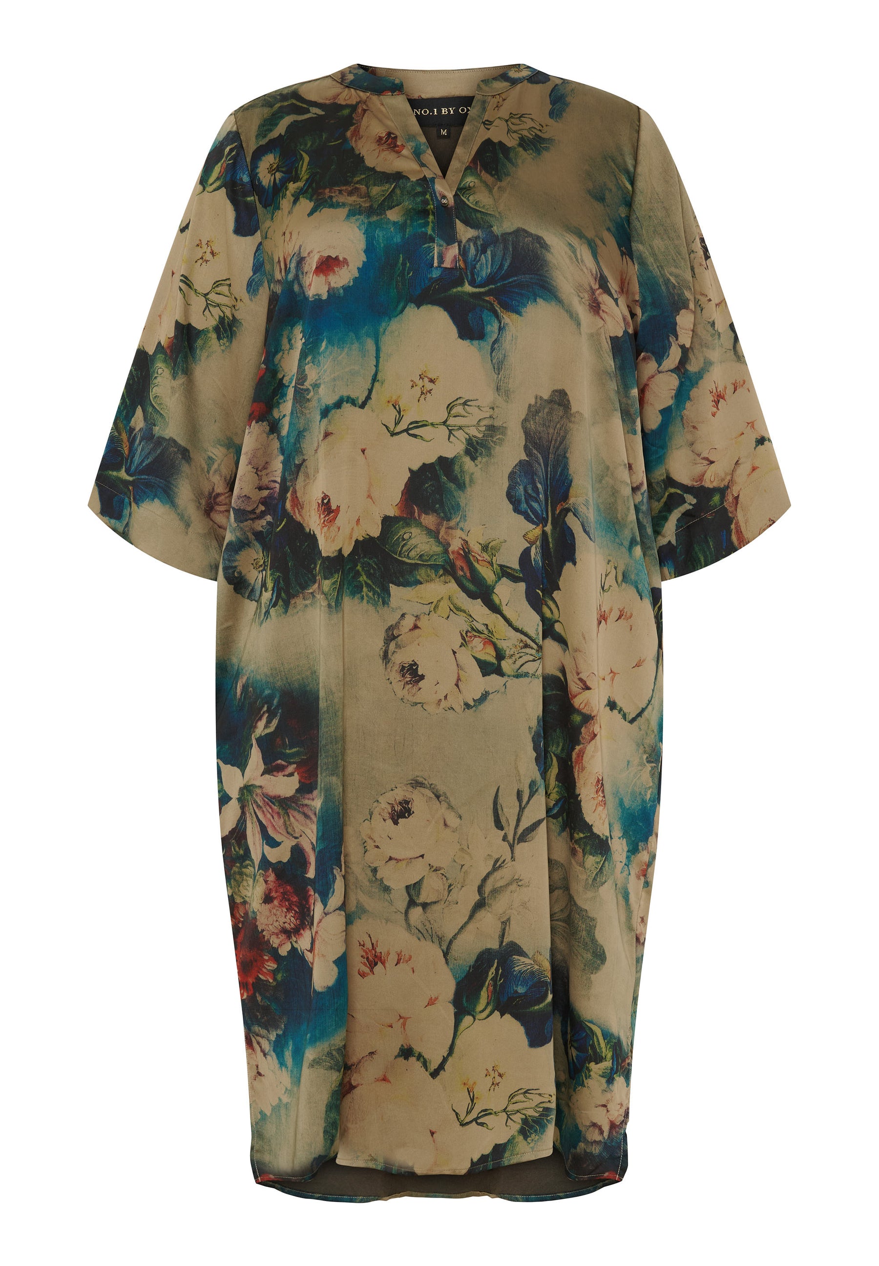 NO. 1 BY OX Elegant kjole med blomster Kjoler Warm Sand w Multicoloured Flowers