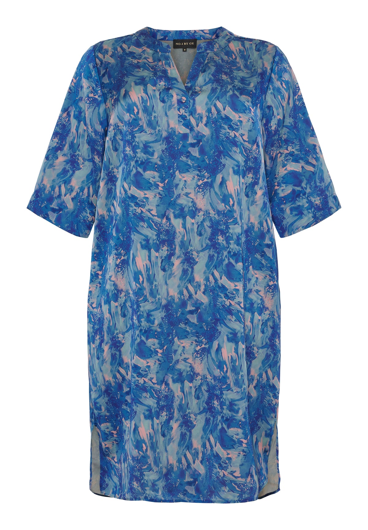 NO. 1 BY OX Elegant kjole med korte ærmer Kjoler Cobalt blue w rose marble print