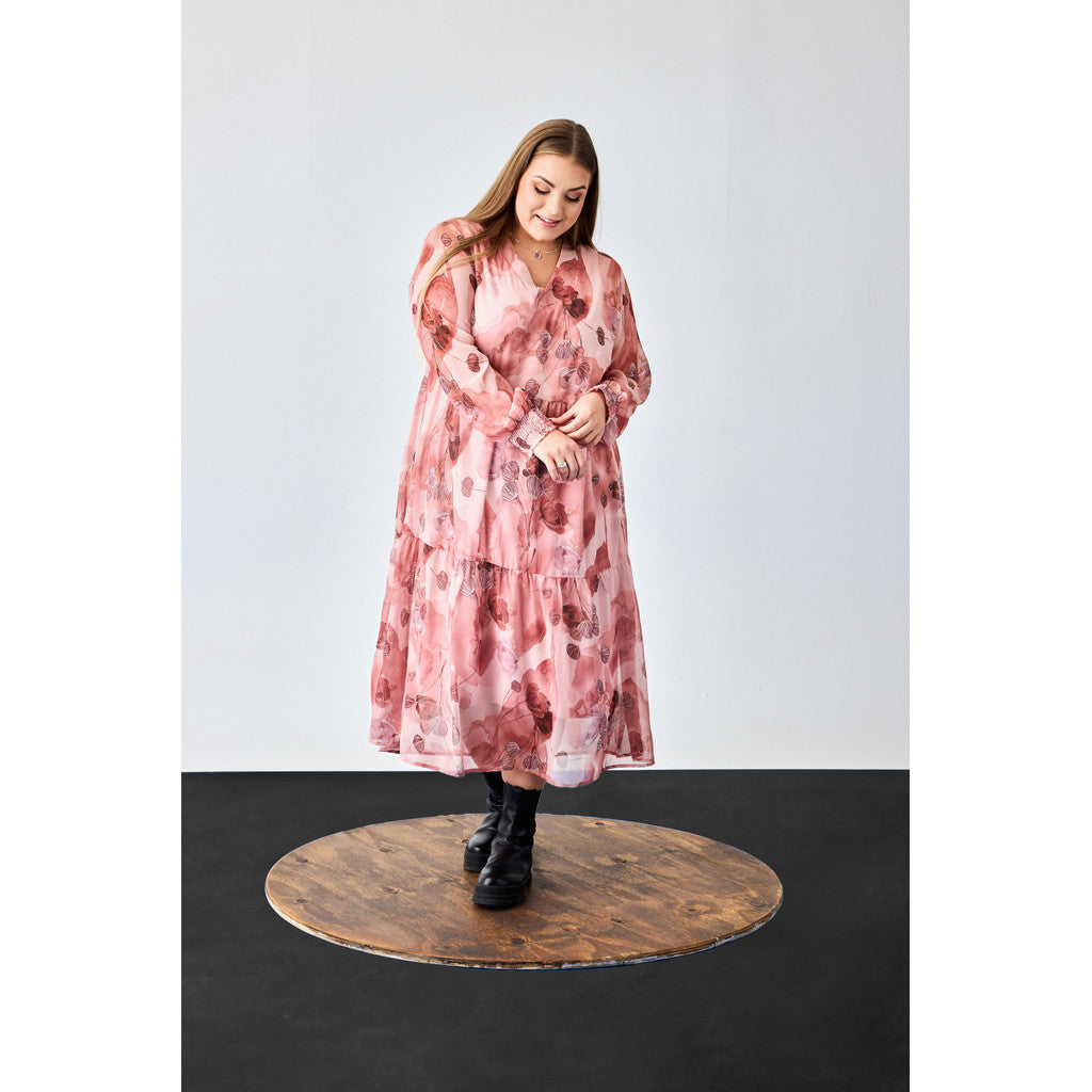NO. 1 BY OX Elegant kjole med print Kjoler Watercolor Pink w gold foil