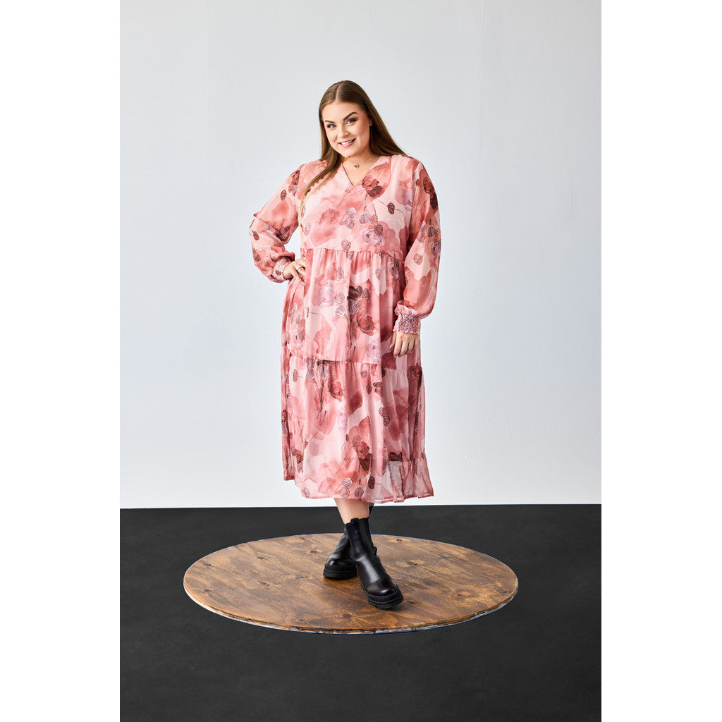 NO. 1 BY OX Elegant kjole med print Kjoler Watercolor Pink w gold foil