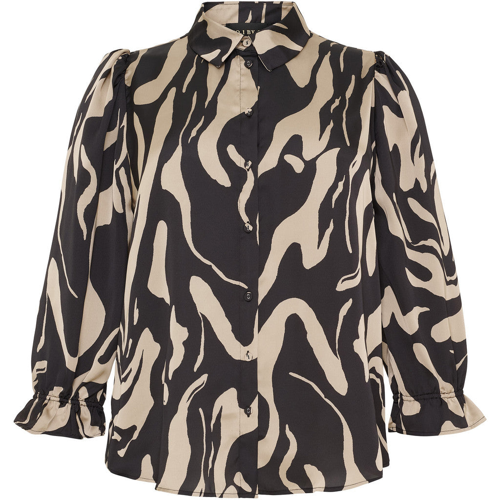 NO. 1 BY OX Elegant skjorte Skjorter Sand/black animal print