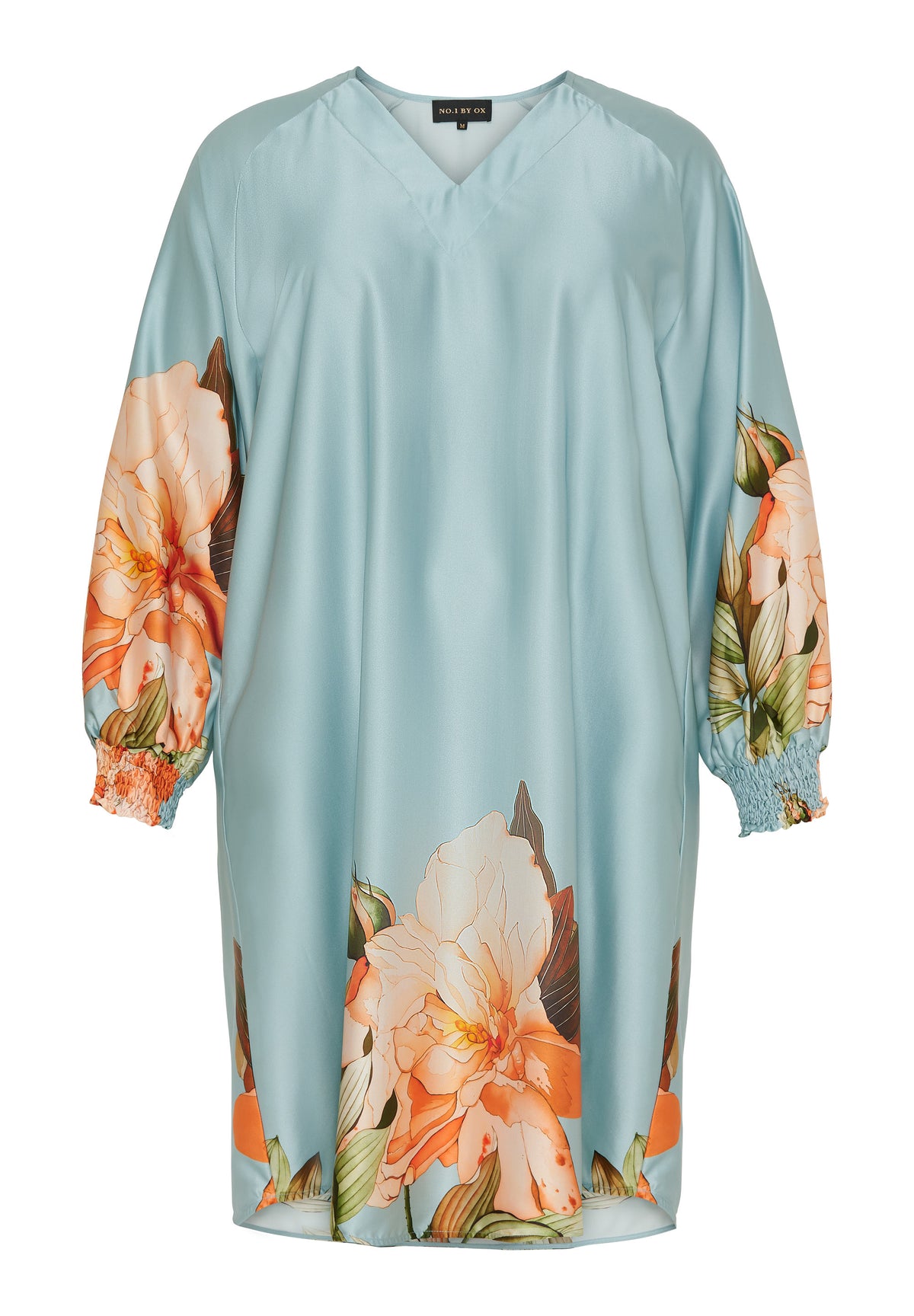 NO. 1 BY OX Elegant kjole med et smukt blomsterprint Kjoler Bright Ether Blue w Big Flower