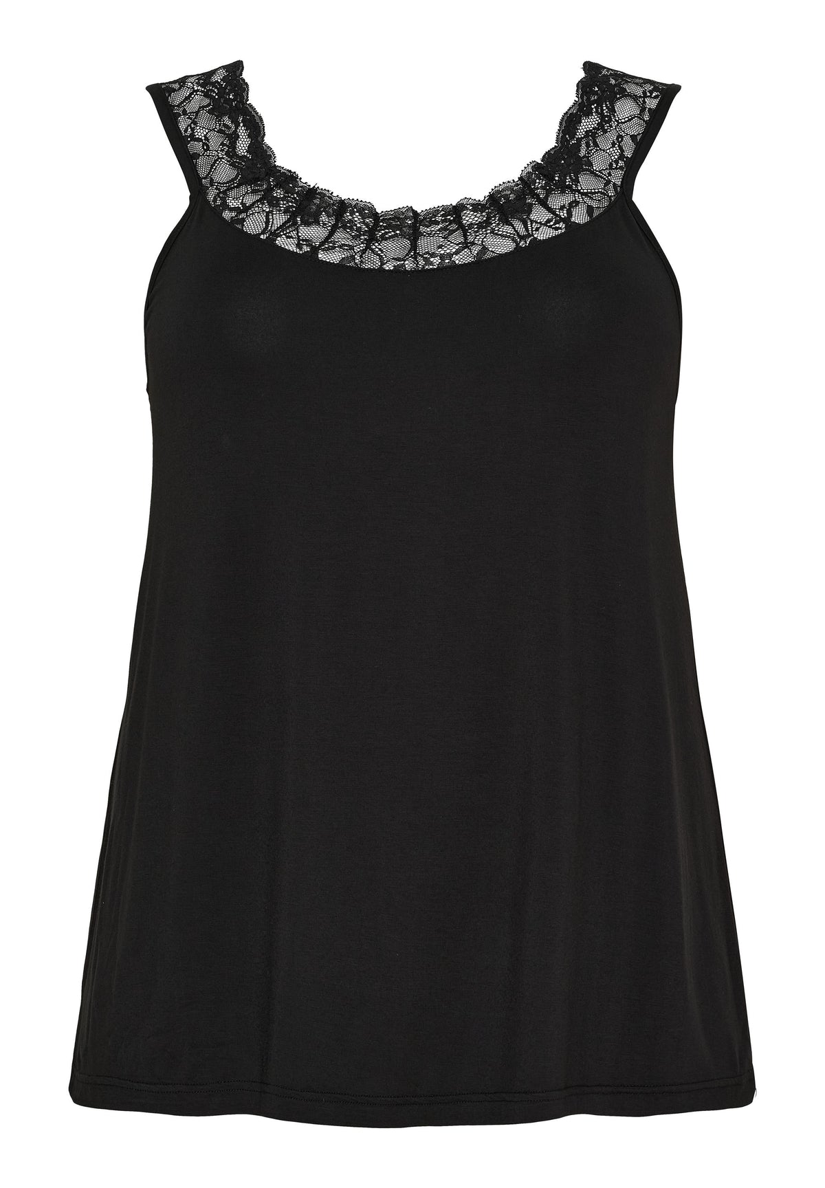 NO. 1 BY OX Elegant top med blonder Tops Sort