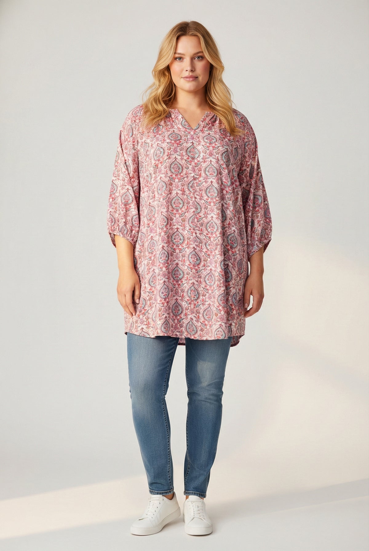 NO. 1 BY OX Elegant tunika Kjoler Pink paisley print