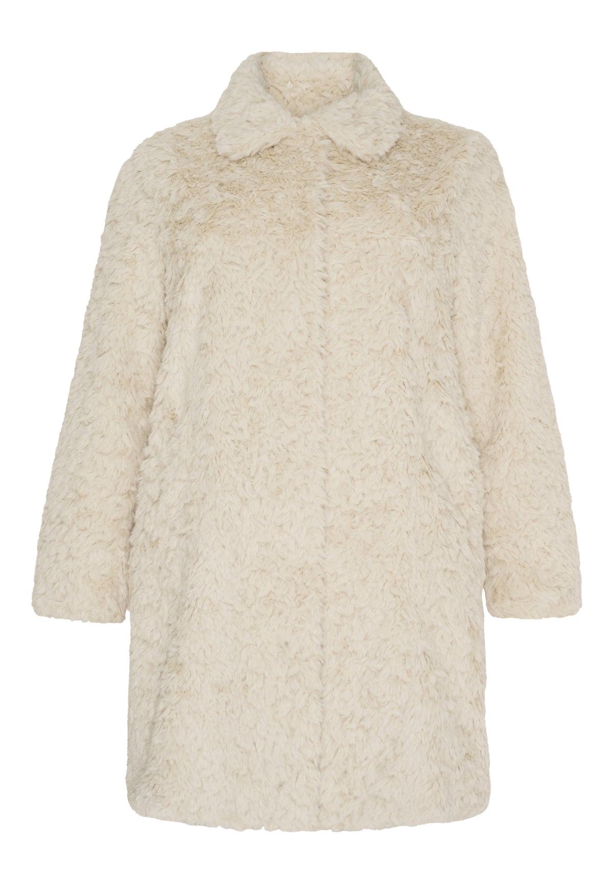 NO. 1 BY OX Fake fur Coat w collar Frakker Cream White