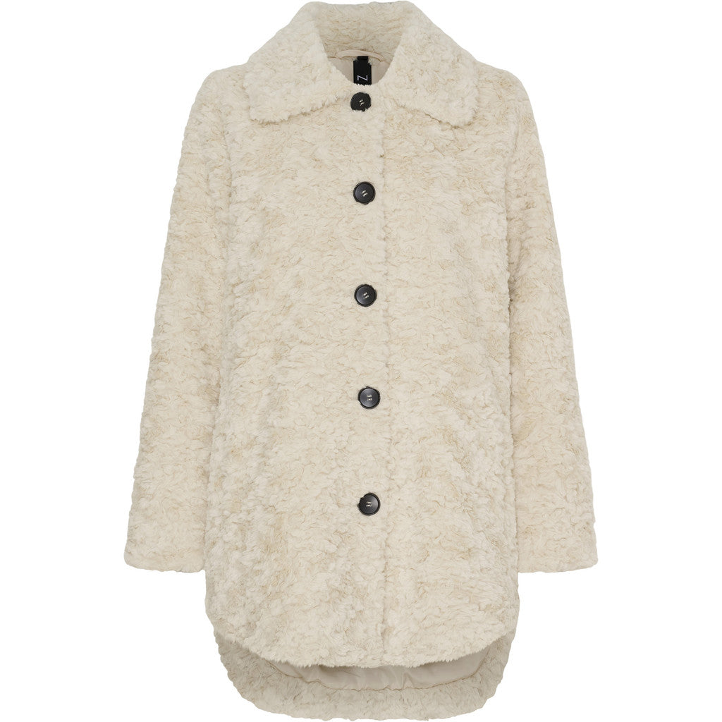NOTYZ Faux fur jakke med knapper Jakker Beige