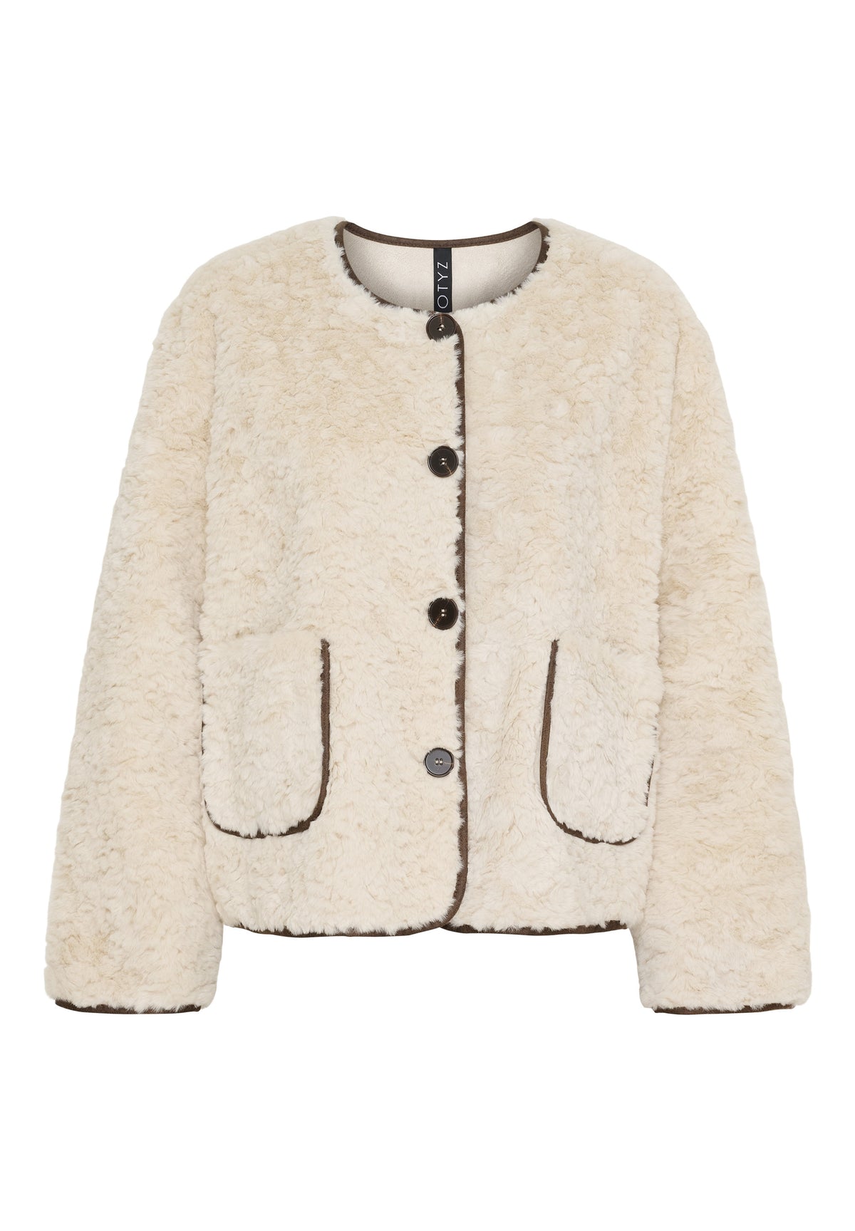 NOTYZ Faux fur jakke med knapper Jakker Beige
