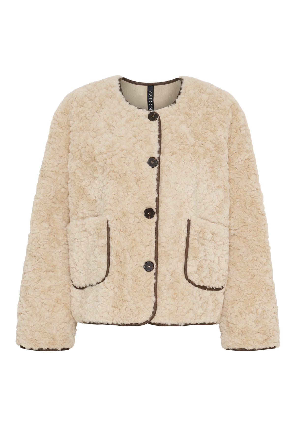 NOTYZ Faux fur jakke med knapper Jakker Beige